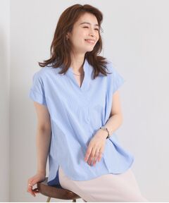 ITS'DEMO / イッツデモ シャツ・ブラウス | 【接触冷感／手洗い可】ストライプバックギャザーブラウス