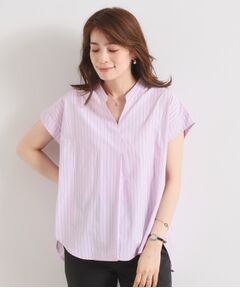 ITS'DEMO / イッツデモ シャツ・ブラウス | 【接触冷感／手洗い可】ストライプバックギャザーブラウス
