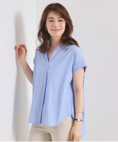 ITS'DEMO / イッツデモ シャツ・ブラウス | 【接触冷感／手洗い可】ストライプバックギャザーブラウス