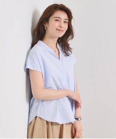 ITS'DEMO / イッツデモ シャツ・ブラウス | 【接触冷感／手洗い可】ストライプバックギャザーブラウス