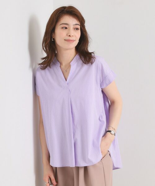 ITS'DEMO / イッツデモ シャツ・ブラウス | 【接触冷感／手洗い可】ストライプバックギャザーブラウス | 詳細9