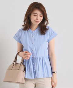 ITS'DEMO / イッツデモ シャツ・ブラウス | 【接触冷感／手洗い可】ストライプペプラムブラウス