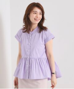 ITS'DEMO / イッツデモ シャツ・ブラウス | 【接触冷感／手洗い可】ストライプペプラムブラウス