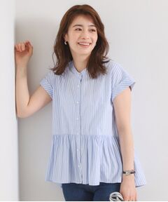 ITS'DEMO / イッツデモ シャツ・ブラウス | 【接触冷感／手洗い可】ストライプペプラムブラウス