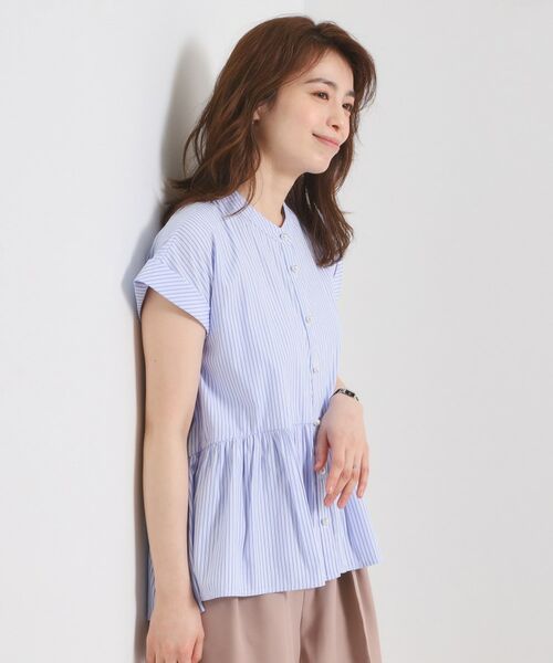 ITS'DEMO / イッツデモ シャツ・ブラウス | 【接触冷感／手洗い可】ストライプペプラムブラウス | 詳細1