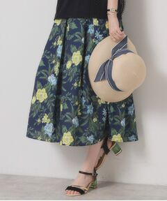 ITS'DEMO / イッツデモ スカート | 【清涼感／ウエストゴム／手洗い可】花柄麻調スカート