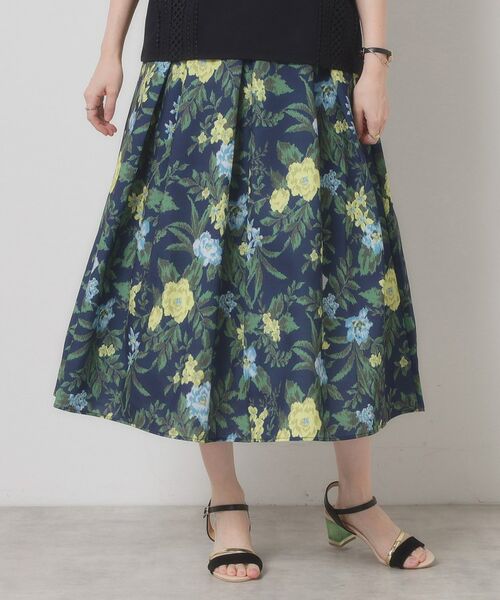 ITS'DEMO / イッツデモ スカート | 【清涼感／ウエストゴム／手洗い可】花柄麻調スカート | 詳細10