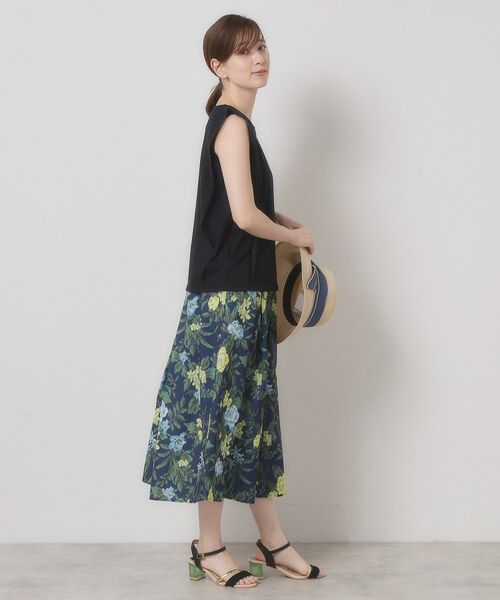 ITS'DEMO / イッツデモ スカート | 【清涼感／ウエストゴム／手洗い可】花柄麻調スカート | 詳細11