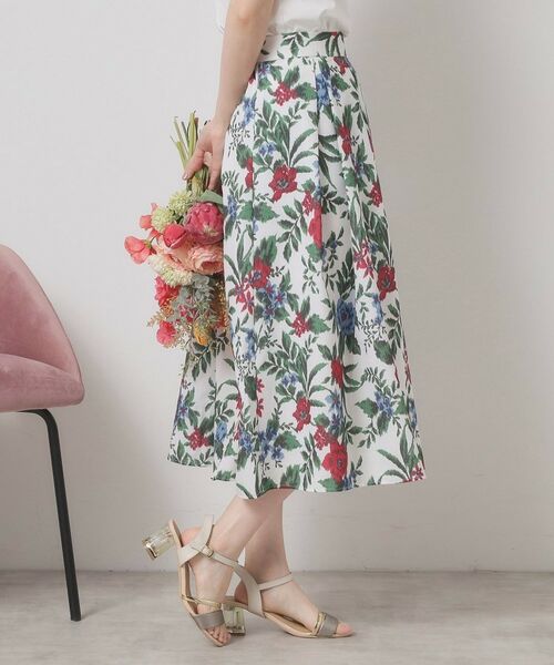 ITS'DEMO / イッツデモ スカート | 【清涼感／ウエストゴム／手洗い可】花柄麻調スカート | 詳細13