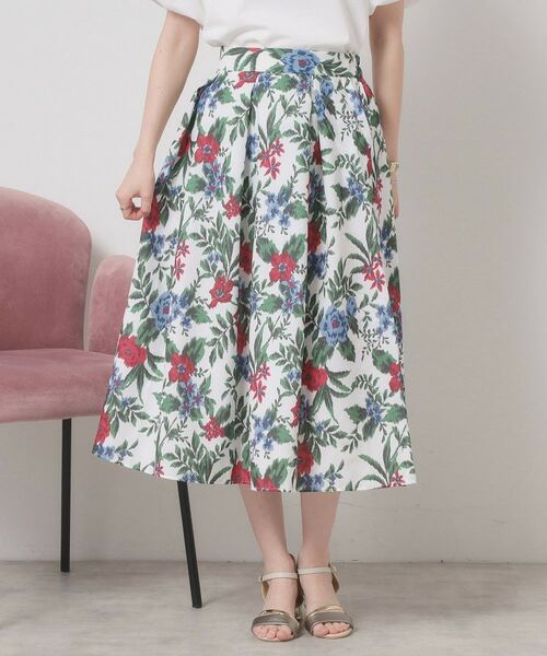 ITS'DEMO / イッツデモ スカート | 【清涼感／ウエストゴム／手洗い可】花柄麻調スカート | 詳細17