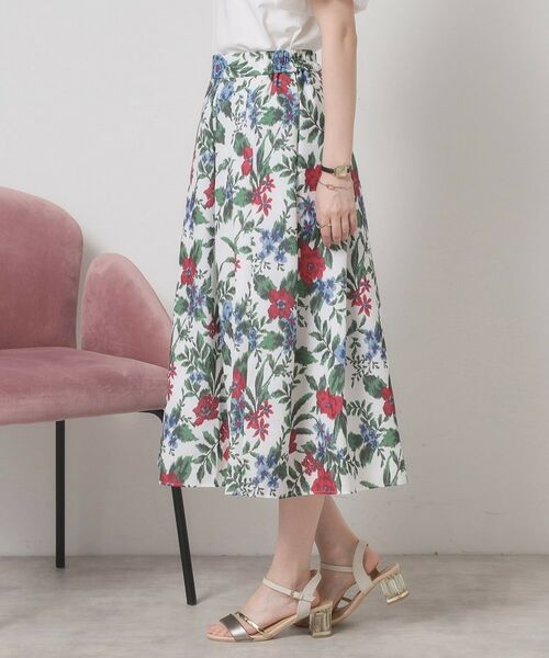 ITS'DEMO / イッツデモ スカート | 【清涼感／ウエストゴム／手洗い可】花柄麻調スカート | 詳細18