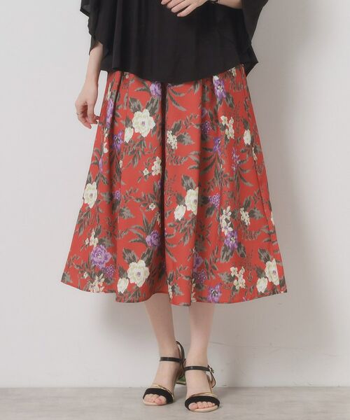 ITS'DEMO / イッツデモ スカート | 【清涼感／ウエストゴム／手洗い可】花柄麻調スカート | 詳細5