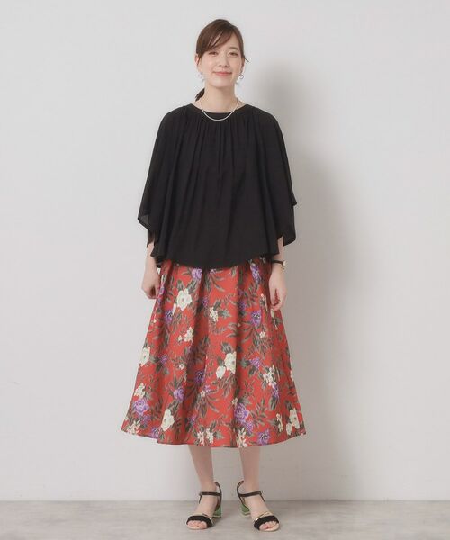 ITS'DEMO / イッツデモ スカート | 【清涼感／ウエストゴム／手洗い可】花柄麻調スカート | 詳細6