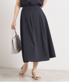 ITS'DEMO / イッツデモ ロング・マキシ丈スカート | 【UVカット／速乾／冷感／洗濯機OK／洗濯後しわになりにくい】麻調ストレッチタックスカート＜ラク服シリーズ＞