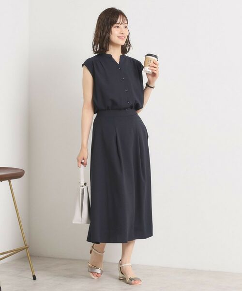 ITS'DEMO / イッツデモ ロング・マキシ丈スカート | 【UVカット／速乾／冷感／洗濯機OK／洗濯後しわになりにくい】麻調ストレッチタックスカート＜ラク服シリーズ＞ | 詳細3