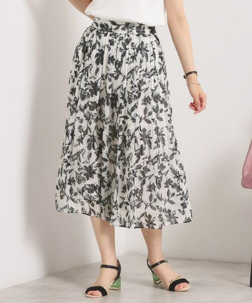 ITS'DEMO / イッツデモ スカート | 【手洗い可／後ろウエストゴム】ラメスト単色花柄スカート | 詳細1