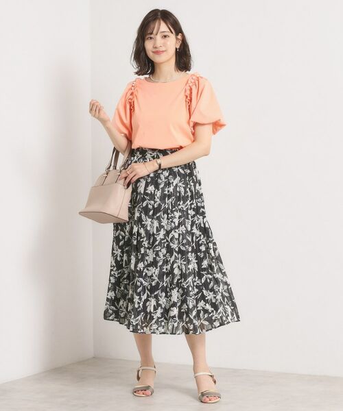 ITS'DEMO / イッツデモ スカート | 【手洗い可／後ろウエストゴム】ラメスト単色花柄スカート | 詳細10