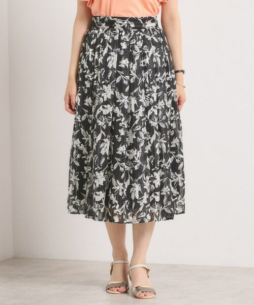 ITS'DEMO / イッツデモ スカート | 【手洗い可／後ろウエストゴム】ラメスト単色花柄スカート | 詳細13