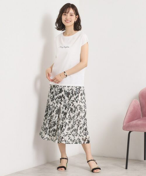 ITS'DEMO / イッツデモ スカート | 【手洗い可／後ろウエストゴム】ラメスト単色花柄スカート | 詳細2