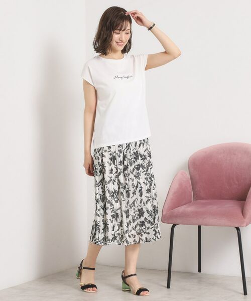 ITS'DEMO / イッツデモ スカート | 【手洗い可／後ろウエストゴム】ラメスト単色花柄スカート | 詳細3