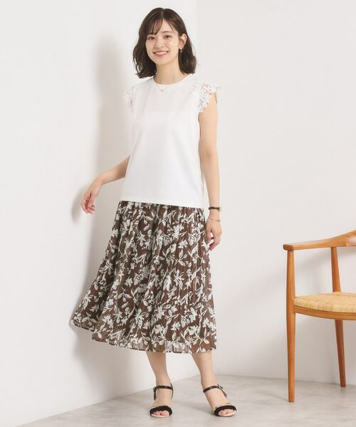 ITS'DEMO / イッツデモ スカート | 【手洗い可／後ろウエストゴム】ラメスト単色花柄スカート | 詳細6