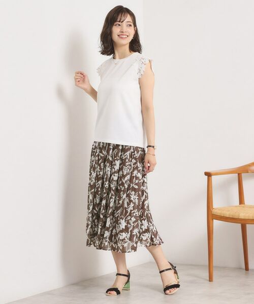 ITS'DEMO / イッツデモ スカート | 【手洗い可／後ろウエストゴム】ラメスト単色花柄スカート | 詳細7
