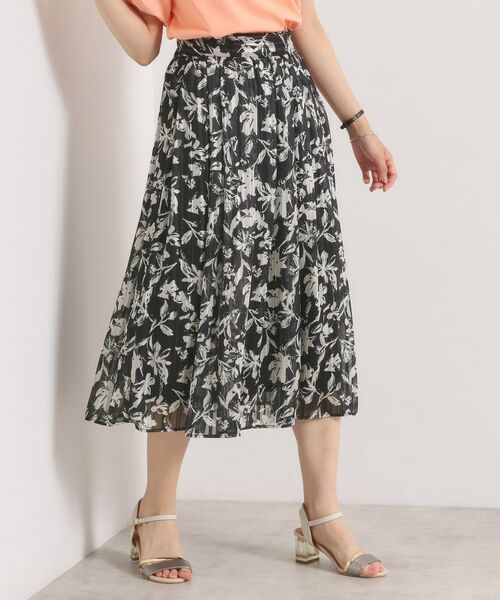 ITS'DEMO / イッツデモ スカート | 【手洗い可／後ろウエストゴム】ラメスト単色花柄スカート | 詳細9