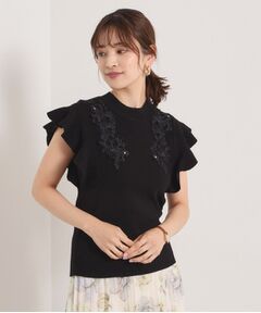 ITS'DEMO / イッツデモ ニット・セーター | 【手洗い可】花レースフリル袖ニット