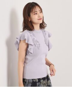 ITS'DEMO / イッツデモ ニット・セーター | 【手洗い可】花レースフリル袖ニット