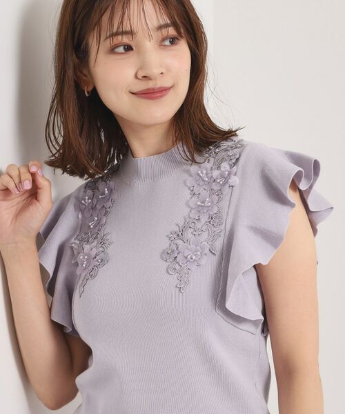 ITS'DEMO / イッツデモ ニット・セーター | 【手洗い可】花レースフリル袖ニット | 詳細13