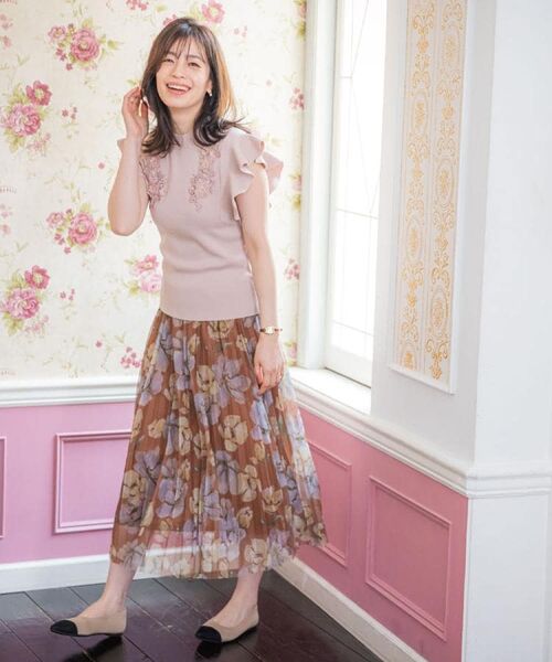 ITS'DEMO / イッツデモ ニット・セーター | 【手洗い可】花レースフリル袖ニット | 詳細2