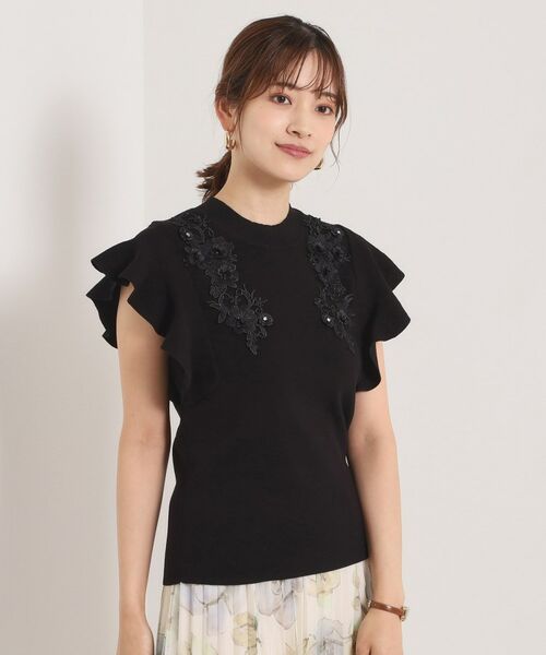 ITS'DEMO / イッツデモ ニット・セーター | 【手洗い可】花レースフリル袖ニット | 詳細6