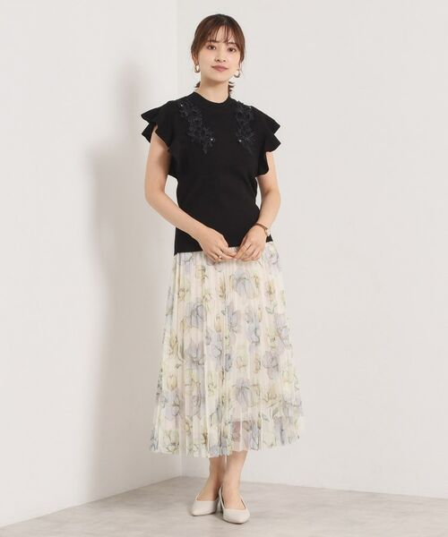 ITS'DEMO / イッツデモ ニット・セーター | 【手洗い可】花レースフリル袖ニット | 詳細7