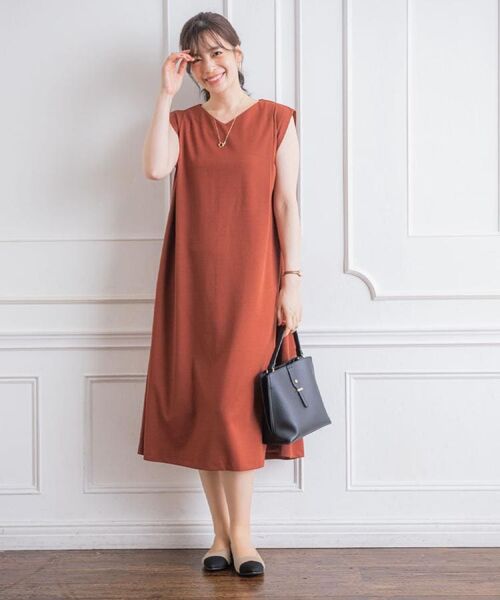 ITS'DEMO / イッツデモ ミニ丈・ひざ丈ワンピース | 【冷感／吸水速乾／透け防止／洗濯機OK】カットジョーゼットタックワンピース | 詳細1