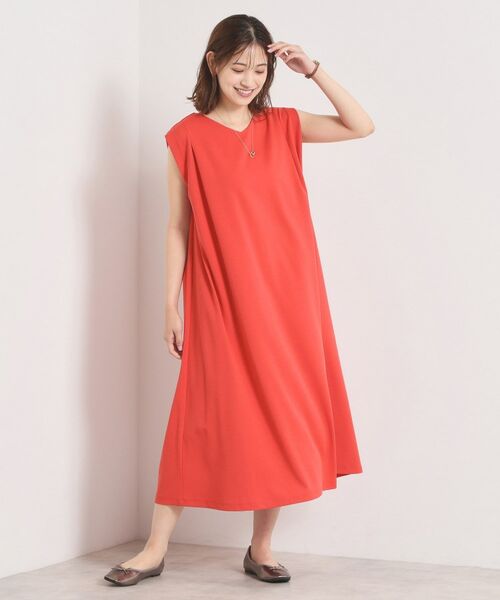 ITS'DEMO / イッツデモ ミニ丈・ひざ丈ワンピース | 【冷感／吸水速乾／透け防止／洗濯機OK】カットジョーゼットタックワンピース | 詳細12