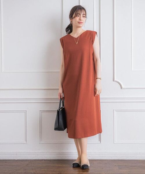 ITS'DEMO / イッツデモ ミニ丈・ひざ丈ワンピース | 【冷感／吸水速乾／透け防止／洗濯機OK】カットジョーゼットタックワンピース | 詳細2