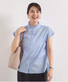 ITS'DEMO / イッツデモ シャツ・ブラウス | 【手洗い可】スタンドフリルストライプブラウス