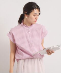 ITS'DEMO / イッツデモ シャツ・ブラウス | 【手洗い可】スタンドフリルストライプブラウス