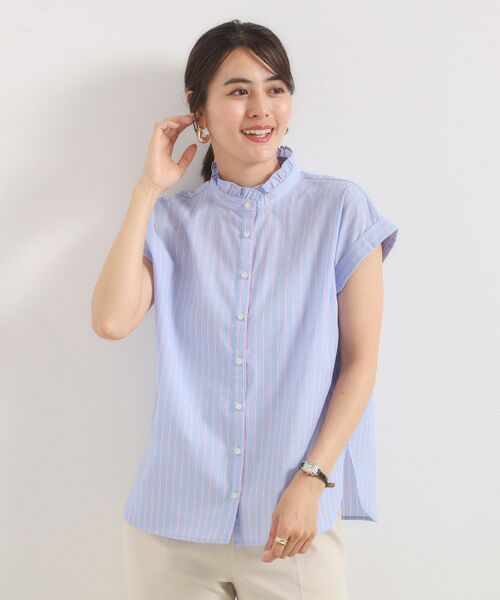 ITS'DEMO / イッツデモ シャツ・ブラウス | 【手洗い可】スタンドフリルストライプブラウス | 詳細13