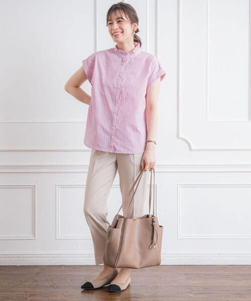 ITS'DEMO / イッツデモ シャツ・ブラウス | 【手洗い可】スタンドフリルストライプブラウス | 詳細3