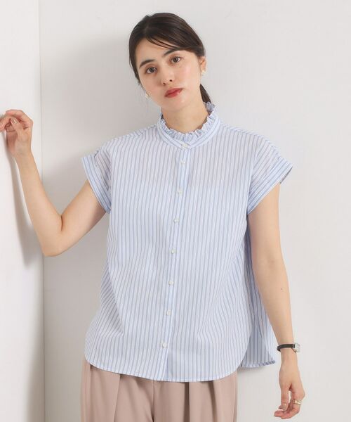ITS'DEMO / イッツデモ シャツ・ブラウス | 【手洗い可】スタンドフリルストライプブラウス | 詳細4