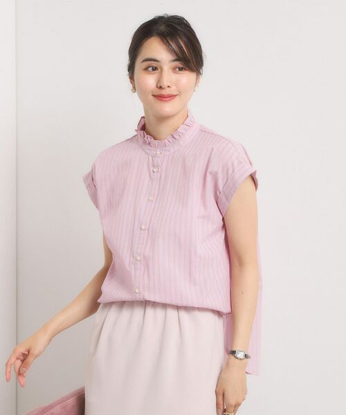 ITS'DEMO / イッツデモ シャツ・ブラウス | 【手洗い可】スタンドフリルストライプブラウス | 詳細8