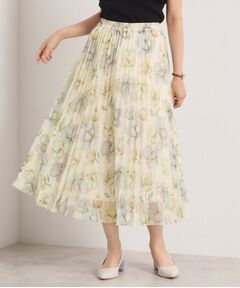 ITS'DEMO / イッツデモ スカート | 【手洗い可／ウエストゴム】花柄チュールスカート