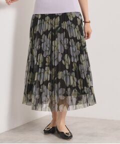 ITS'DEMO / イッツデモ スカート | 【手洗い可／ウエストゴム】花柄チュールスカート