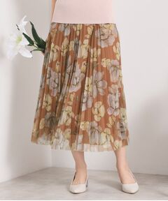 ITS'DEMO / イッツデモ スカート | 【手洗い可／ウエストゴム】花柄チュールスカート