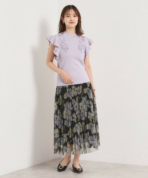 ITS'DEMO / イッツデモ スカート | 【手洗い可／ウエストゴム】花柄チュールスカート | 詳細7