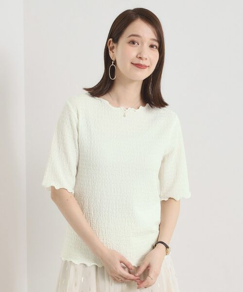 ITS'DEMO / イッツデモ カットソー | 【手洗い可】シャーリングジャカードプルオーバー | 詳細1