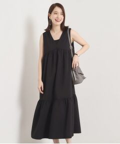 ITS'DEMO / イッツデモ ロング・マキシ丈ワンピース | 【洗濯機OK／ロングシーズン使える】ティアードVネックワンピース