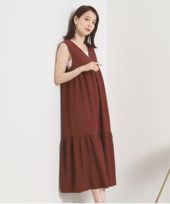 ITS'DEMO / イッツデモ ロング・マキシ丈ワンピース | 【洗濯機OK／ロングシーズン使える】ティアードVネックワンピース