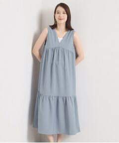 ITS'DEMO / イッツデモ ロング・マキシ丈ワンピース | 【洗濯機OK／ロングシーズン使える】ティアードVネックワンピース